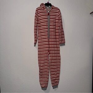 Burt's Bees Red & White Striped Hooded One-Piece